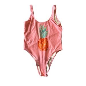 Chubbies sz Medium One Piece Bathing Swimsuit Pink Pineapple USA made